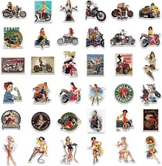 100pcs Sexy Pinup Girl Stickers, Retro Motorcycle Girl Stickers Pack for Adults,
