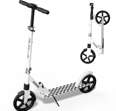Kick Scooter for Kids 6+ Years Teens Adults Black and White