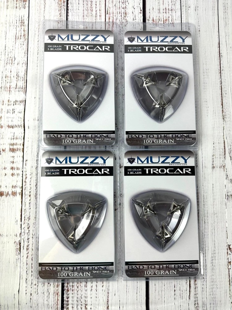4 packs🏹🎯 Muzzy 3 BLADE Trocar 100 Grain Archery Hunting Fixed Broadheads🏹🎯