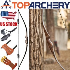 20-70lb Handmade Wooden Longbow Traditional Archery Recurve Bow Hunting & Target