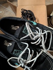Nike SB Stefan Janoski Black Suede Skate Shoes Teal Swoosh US 8.5 D