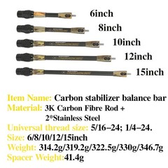 Carbon Stabilizer Weight 8″ 10″ 12″ 15″ Balance Bar Compound Bow Archery Hunting