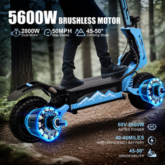 Dual Motors Electric Scooters for Adults 60V 27Ah 50MPH 5600W Off Road E-scooter