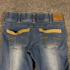 Goode Rider Jeans Equestrian Breeches Womens 26L Blue Cotton Knee Patch GUC