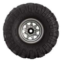 INJORA 1.0 Beadlock Wheel Mud Tires Set Deep Dish 1.0″ Wheels Small, Grey