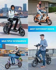 GYROOR 450W Electric Scooter with Seat & Basket 21 Miles Range