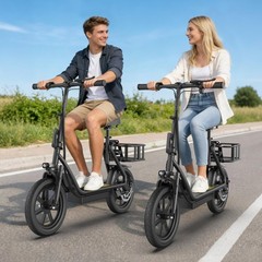 Electric Scooter with Seat for Adults 500W Motor E Scooter Rear Basket 14″ Tire