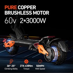 High-Speed 6000W Electric Scooter for Adults – 50mph, 55 Miles Range