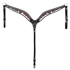 Western Headstall and Breast Collar Set HILASON Tooled Leather Horse Bridle Tack