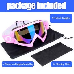 Dirt Bike Goggles ATV Motocross Off Road Goggles Pink Frame+color Lens
