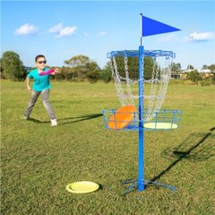 Portable Disc Golf Basket Practice Game Target Cross Chain Outdoor Trapper Blue
