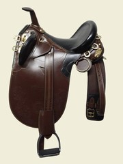 Leather Horse Tack Saddle With Horn Brown Australian Stock & All Size