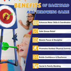 Axe Throwing Game for Backyard – Steel Frame Ax Throw Kit for Kids & Adults – Br