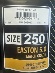 Easton 5.0 Match Grade Shafts 250 Spine Dozen New
