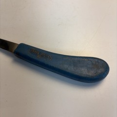 Vintage Save Edge USA Farrier Hoof Knife Curved Blade Blue Handle