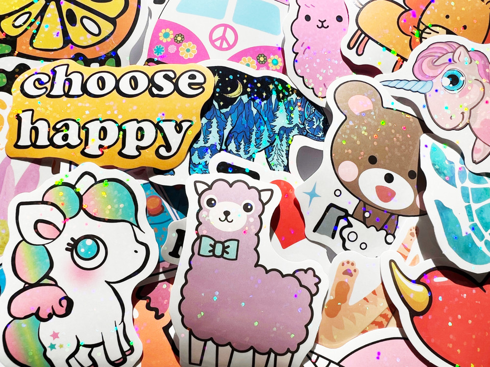 10-100 Cute Holographic & Reflective Sticker Pack Sweet Themes Lot For Laptops