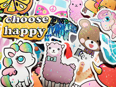 10-100 Cute Holographic & Reflective Sticker Pack Sweet Themes Lot For Laptops