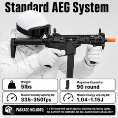 WE 6mmGBB Airsoft SMG, Adjustable Hop-Up, Semi/Full Auto Modes, 320-350 FPS