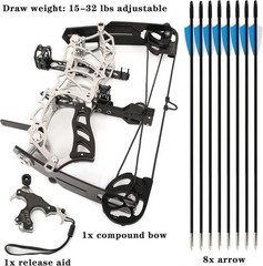 13″ Mini Compound Bow Set Short Axis 15-32lbs Archery Target Hunting Shoot RH LH