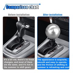 BDZMC Car Round Ball Gear Shift Knob, Aluminum Alloy Gear Shift Stick Silver