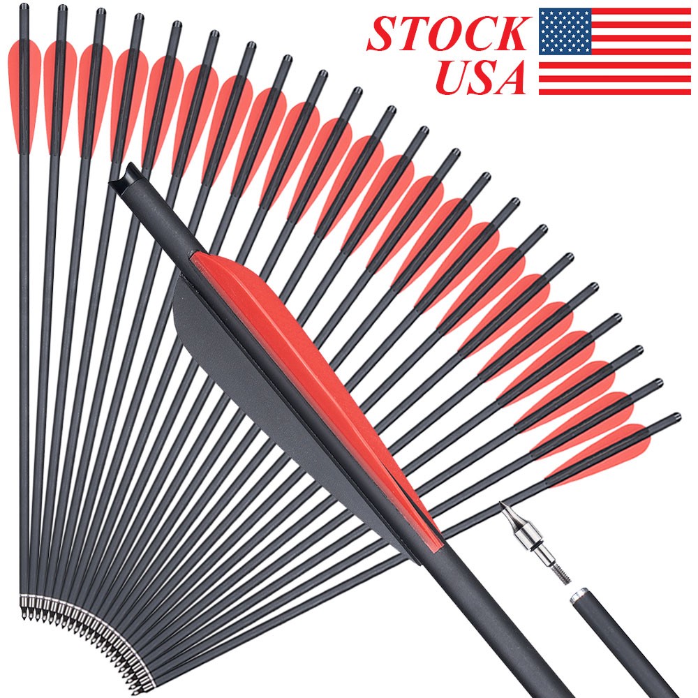 20in Crossbow Bolts Carbon Crossbow Arrows Replaceable Tips for Hunting Shooting