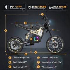ELECTRIC DIRT BIKE 3000W PEAK FOR ADULT ELECTRIC MOTORCYCLE E-MOUTAINBIKE 40MPH
