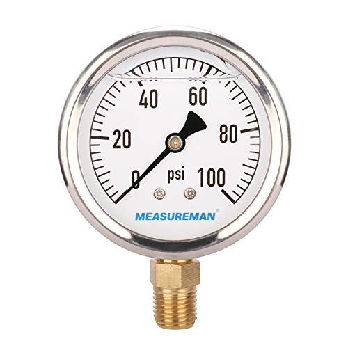 2-1/2″ Dial Size, Glycerin Filled Plumbing Pressure 0-100 psi Lower Mount