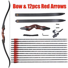 Archery 60» Takedown Recurve Bow Wooden Long Bow / Arrows for Target Hunting