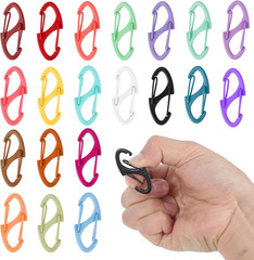 20 Pcs Alloy S Carabiner Clips, Dual Opening Design, Keychain Spring Snap