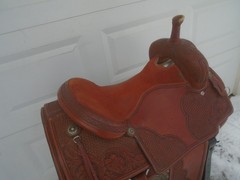 16.5″ CACTUS Saddlery Working Cowhorse Saddle~Cutting~Reining~TOOLED~GREAT COND