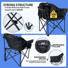 SLSY Oversized Heated Camping Chair Patio Lounge Chairs with 20000mAh Power Bank