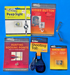 VTG LOT NOS TRAD ARCHERY GAME TRACKER RH VINTAGE ALLEN SHOOTING TAB KISSER PEEP