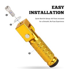 M8 Motorcycle Foot Pegs 90 Degree Foldable Bike Pegs CNC Anti-Skid Gold