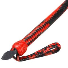 Indiana Jones Bullwhip Genuine Leather | Red & Black 4 Feet Long 12-Plait