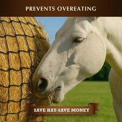 4×4 Ft Round Bale Hay Net for Horses – Knotless Slow Feeder Net with 2R