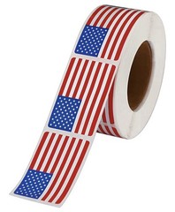 10Pcs American Flag USA Patriotic Adhesive Label 2 x 1.25 Inch Stickers Decal