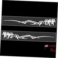 2 Pcs Horse Trailer Decals Stickers 63.5 x 8.5 Inch Self-Adhesive Car White