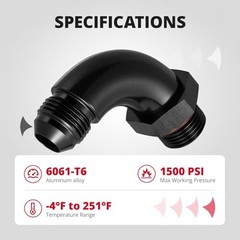 8AN Flare to 8AN ORB Male Full Flow Fitting Adapter 8AN to 8AN ORB 90 Degree