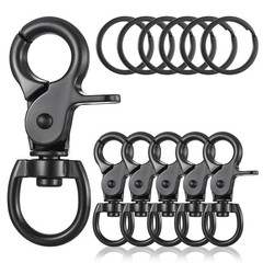 6 Pcs Black Swivel Snap Hooks, 60mm Zinc Alloy Trigger Carabiner, Heavy Duty