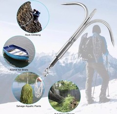 Grappling Hook Grapnel Hook, 3-Claw Stainless Steel Tree Assorted Colors