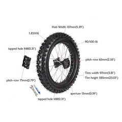70/100-19 90/100-16 Tire Rim Wheel Assembly Disc Rotor Sprocket Dirt Pit Bike