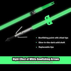 34Inch Bowfishing Arrows Solid Fiberglass Shaft with Broadhead for Compound Bow