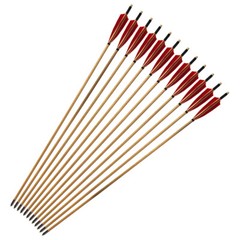 12pcs 33» Wooden Arrows Archery Handmade Arrows Shaft Turkey Feather Fletching