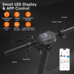30mph Electric Scooter 1000W Foldable Scooter With App & Double Shock Absorption