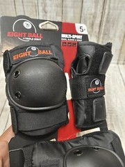 Eight Ball Kids 5+ Wrist Knee Elbow Pads Multi Sport Protective Pad Set Black