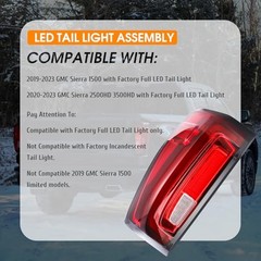 LED Tail Light Assembly Compatible with 2019-2024 GMC Sierra Left Driver Side