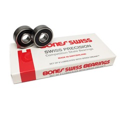 8-Pack BONES SWISS Skateboard Bearings 8mm Precision Competition Size 608 (Std)