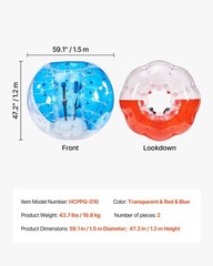 Inflatable Bumper Balls 2-Pack, 5FT/1.5M Body Sumo Zorb Balls for Teen & Adult