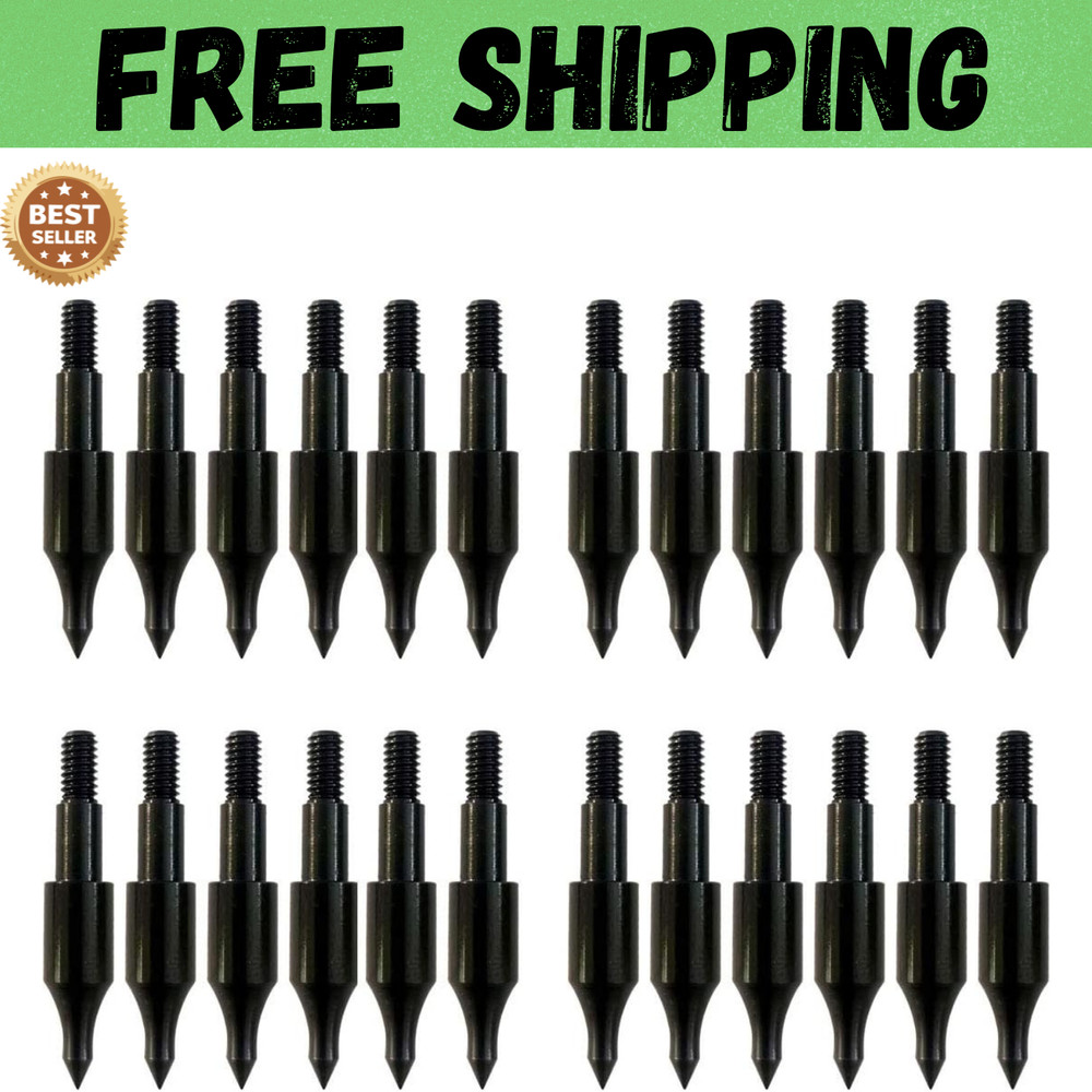 24 Pcs Steel 100 Grain Archery Arrow Field Points Field Tips – Practice Target &