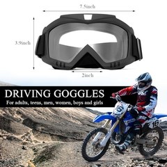 Yourkar Dirt Bike Goggles, Windproof ATV Off-Road Goggle, Black-transparent